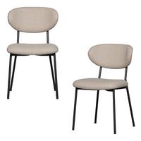 Stuhl-Set Klejd 2er-Set Naturfarben - Schwarz/Naturfarben, MODERN, Textil/Metall (47/79/53cm) - Livetastic