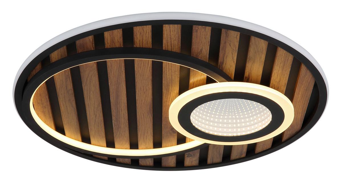 LED-DECKENLEUCHTE 67345D5 WOODY - Weiss/Dunkelbraun, Natur, Holzwerkstoff/Kunststoff (50/8cm) - Globo