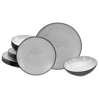 Jedilni Servis Malmö, 12-Delni - črna/sivobela, Basics, keramika - Creatable