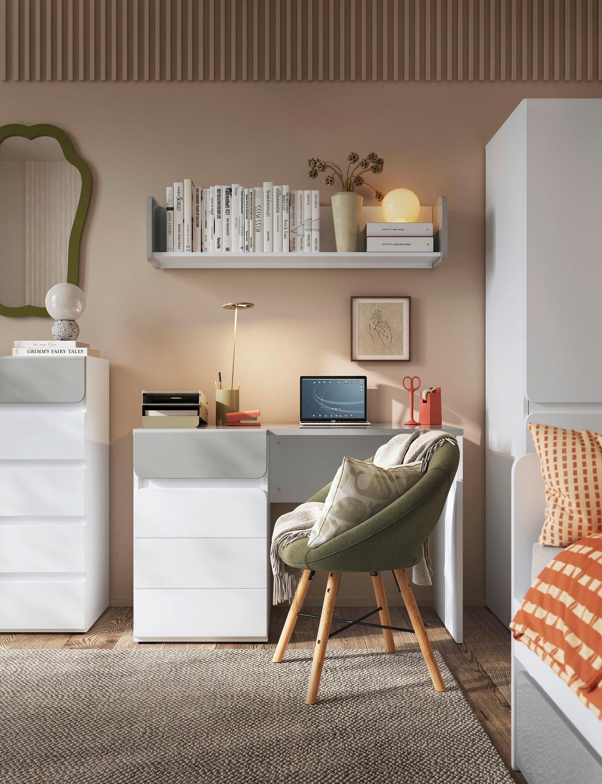 Zidna Polica Flexi - bijela/siva, Moderno, drvni materijal (118/26/24cm) - Premium Living