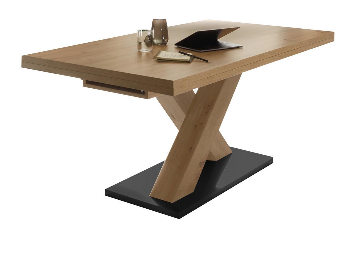 Raztegljiva Miza Komfort 2.0 X - črna/hrast artisan, Moderno, leseni material (180-280/90/76cm) - Mömax