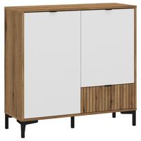 Komoda Ricko, Bela, Barva Hrasta - črna/barve hrasta, Trend, umetna masa/leseni material (91,6/92,4/40cm)