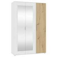 Drehtürenschrank Jan Weiß/Eiche Artisan - Chromfarben/Weiß, KONVENTIONELL, Glas/Holzwerkstoff (135/210/52cm) - Mömax