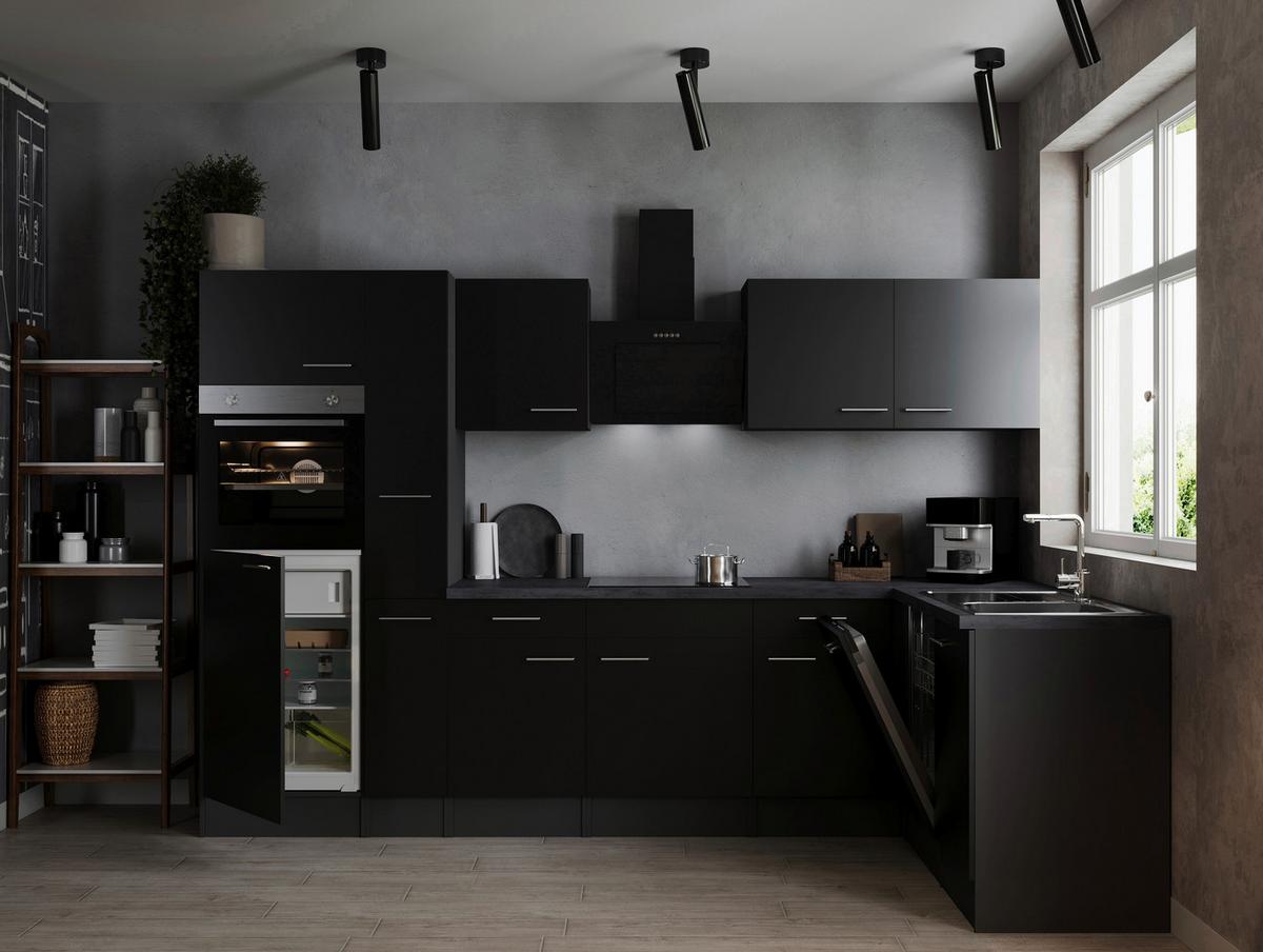 Kotna Kuhinja Z Aparati Oliver, 310x172cm - srebrne barve/črna, Design, kovina/leseni material (310/172cm) - Respekta