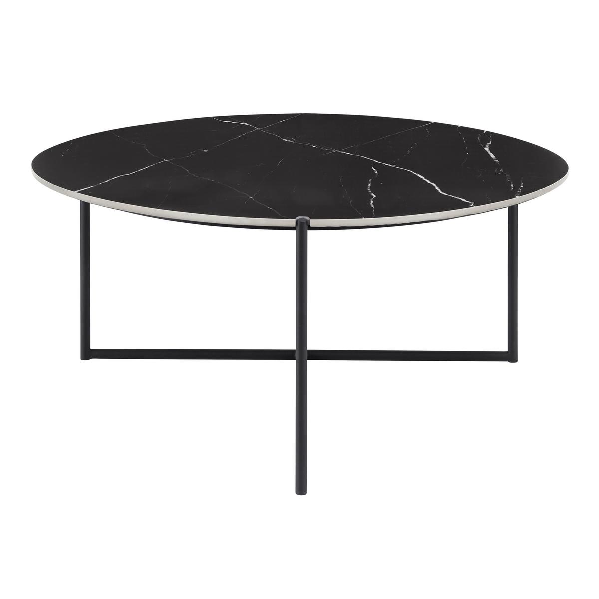 Couchtisch Nila Schwarz/Weiß Marmor rund ca. 80 cm - Schwarz/Weiß, MODERN, Keramik/Stein (79,5/79,5/39cm) - Bessagi Home