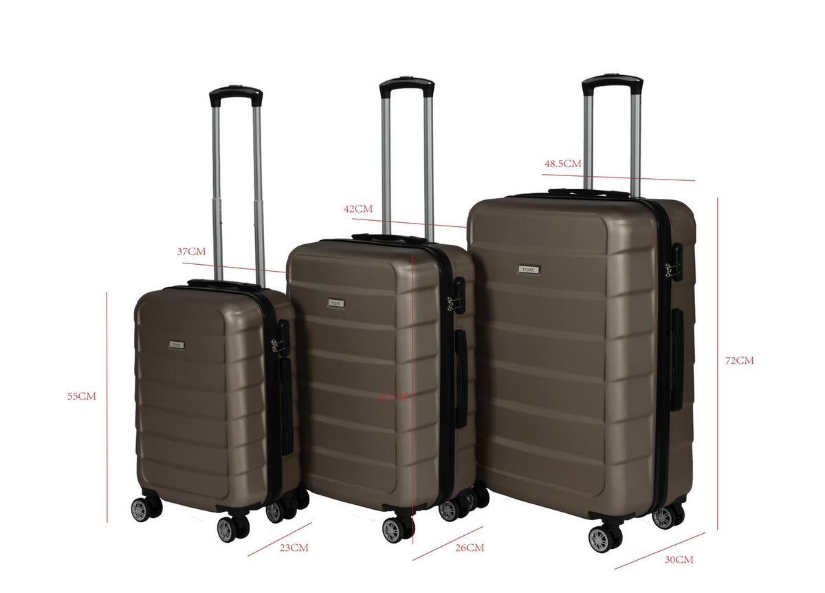 ZESTAW WALIZEK PODRÓŻNYCH AH-18702 - szampanowy, Konventionell, tworzywo sztuczne/metal - Novel