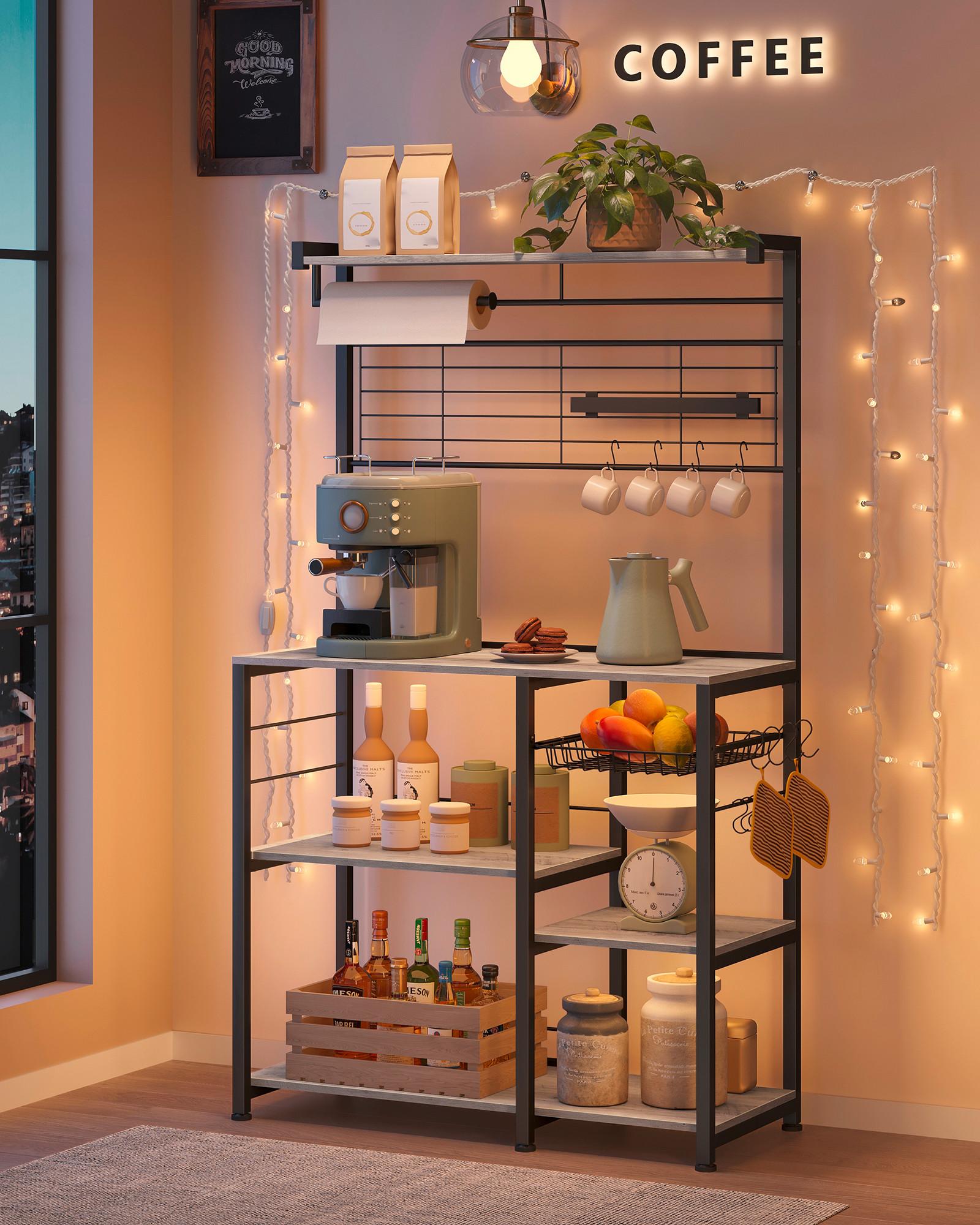 REGAL KITCHEN SHELF - Greige/Schwarz, MODERN, Holzwerkstoff/Metall (90/167/42cm) - MID.YOU