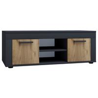 LOWBOARD USILO - chêne miel/noir, Design, matière synthétique/matériau de bois (102/37/45cm) - MID.YOU