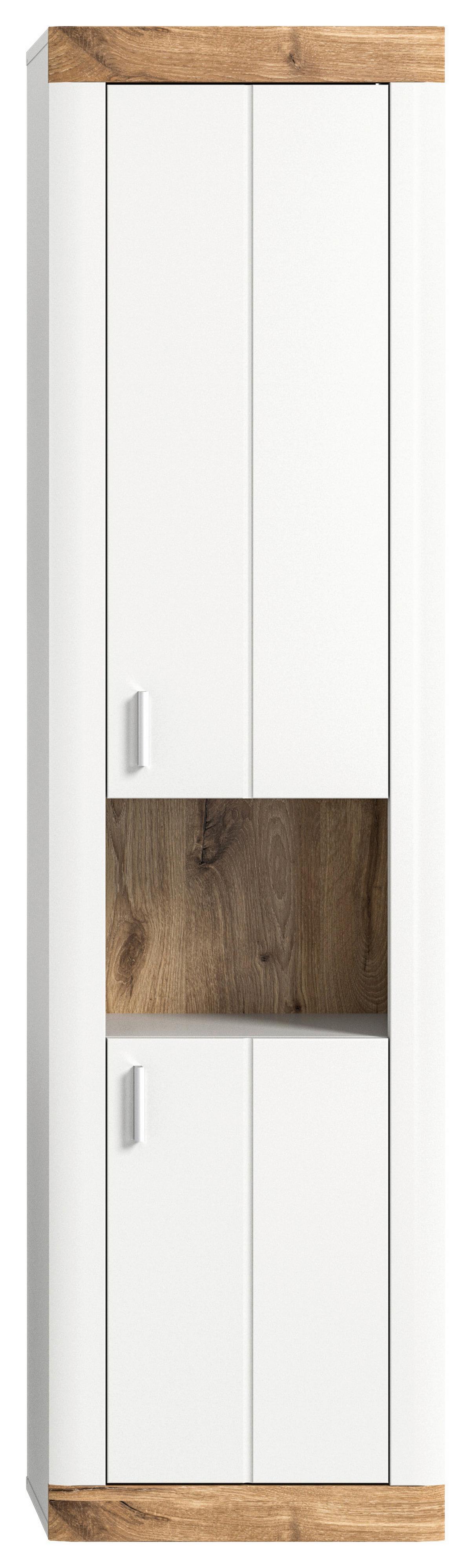 Visoka Omara Laredo, Bela, Barva Hrasta - barve hrasta/bela, Moderno, kovina/leseni material (45/172/30cm) - MID.YOU