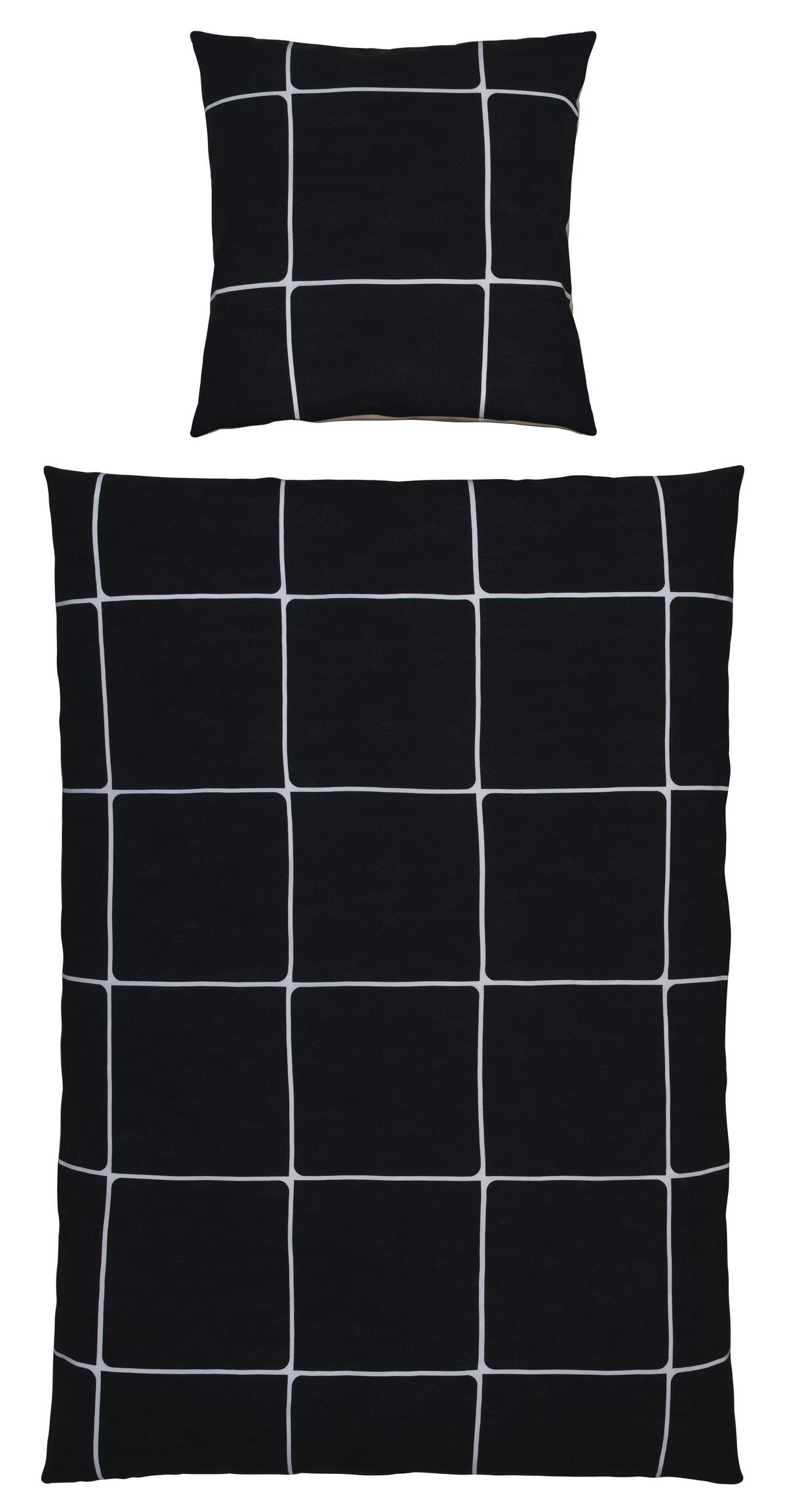 Bettwäsche Linnea Wende XL Schwarz/Greige ca. 155x220cm - Greige/Schwarz, MODERN, Textil (155/220cm) - Modern Living
