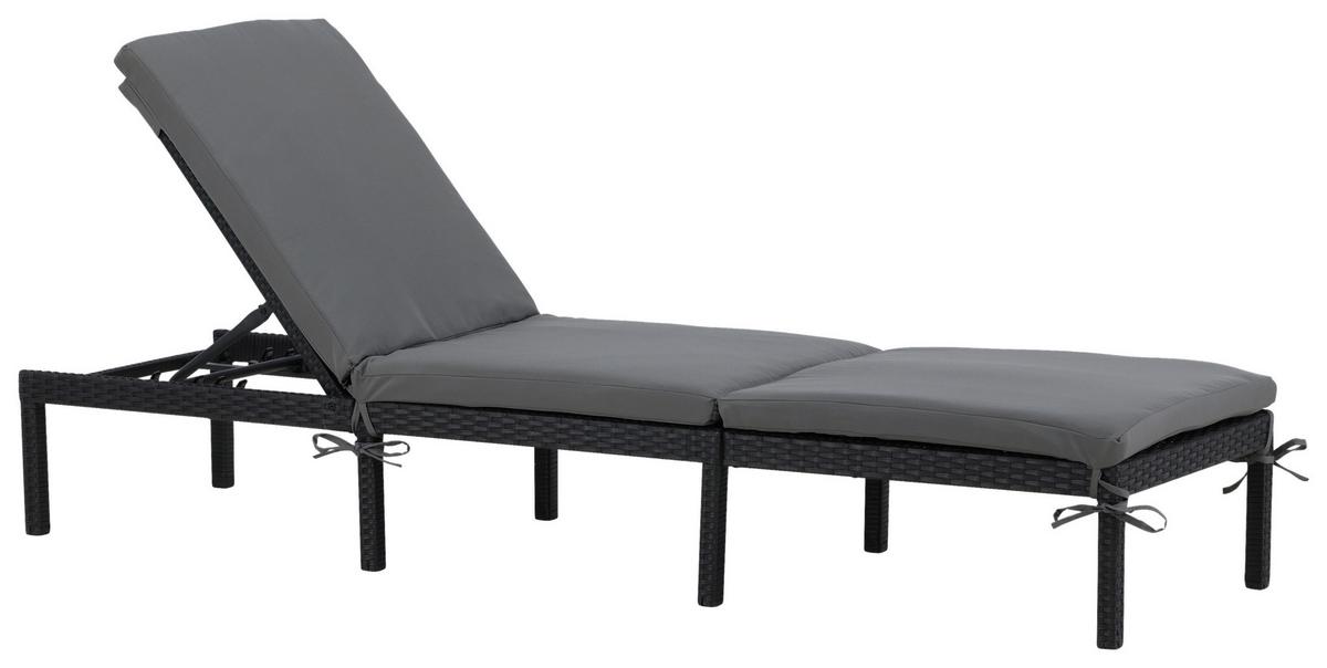 Sonnenliege Bilbao ca. 59x84x198 cm Schwarz - Schwarz, KONVENTIONELL, Kunststoff (59/84/198cm) - Gardenson