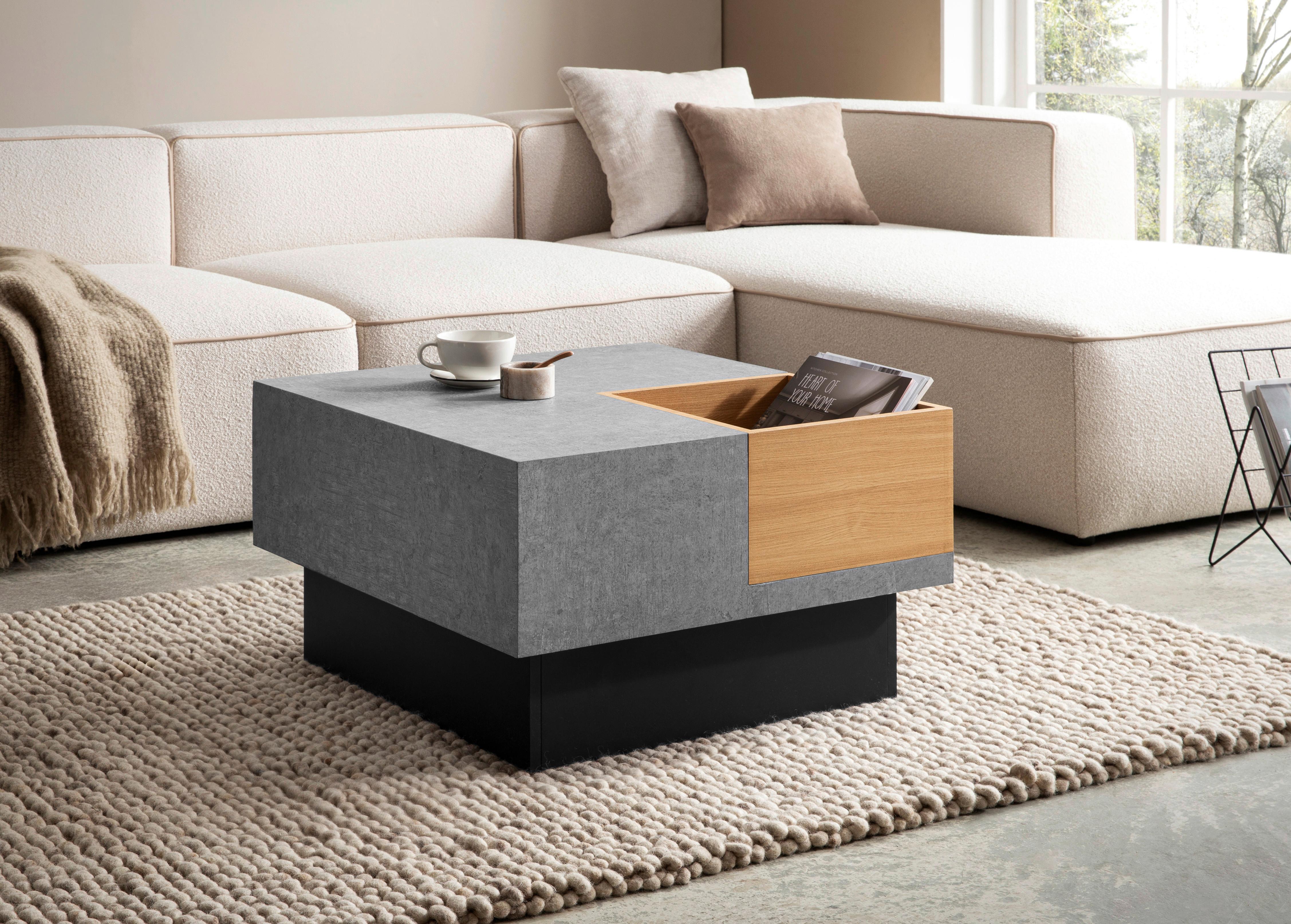 COUCHTISCH WL6.930 - Schwarz/Grau, Design, Holzwerkstoff (65/40/65cm) - Livetastic
