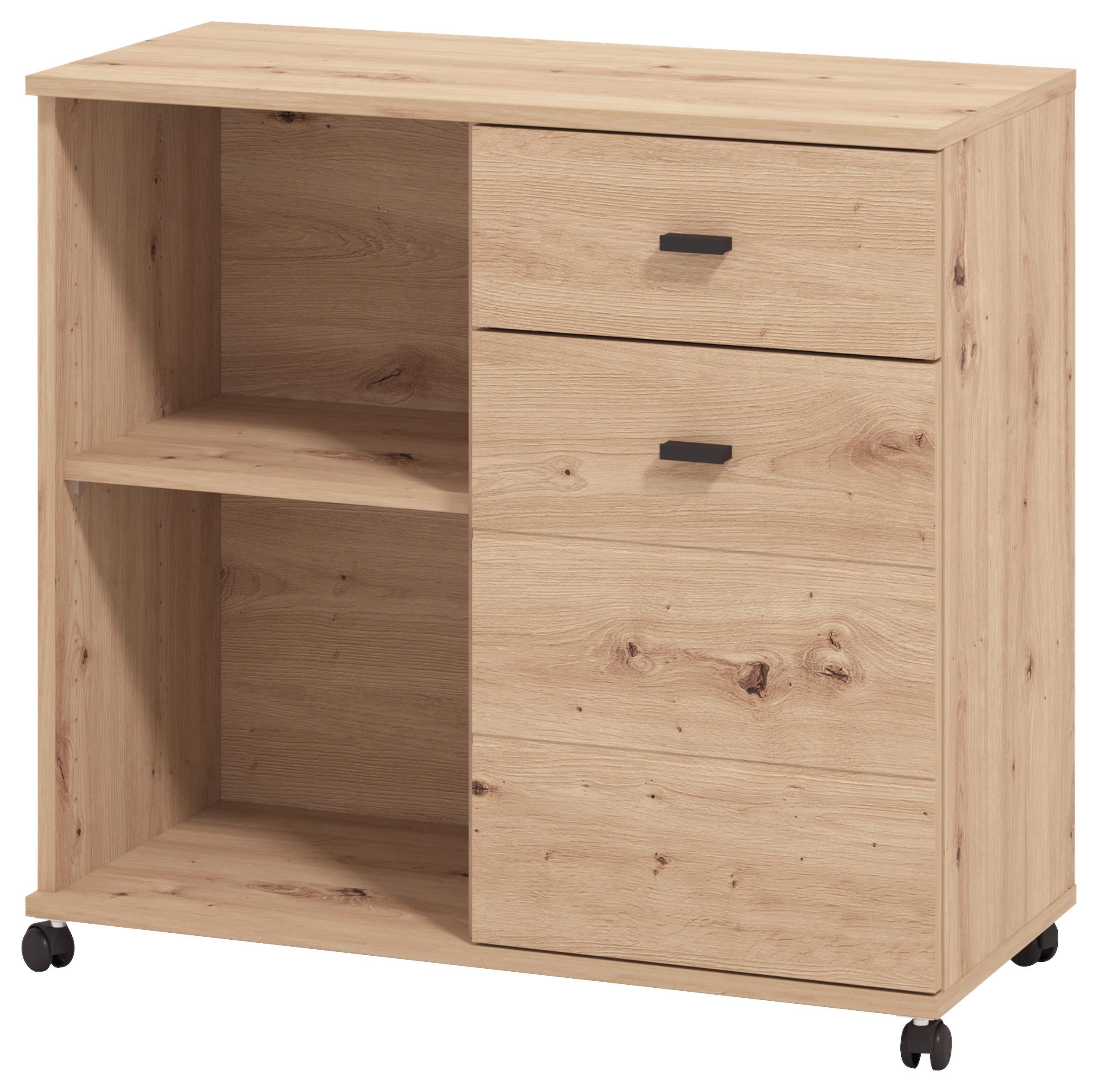 Schranksystem Corby Eiche Artisan - Eiche Artisan/Grau, MODERN, Holzwerkstoff/Kunststoff (77/72,5/35cm) - Mömax