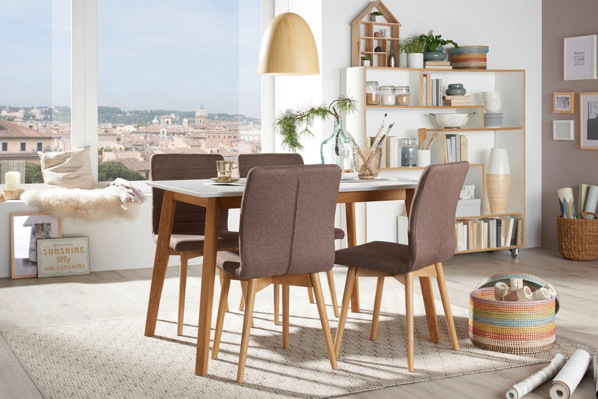 STÓŁ DO JADALNI VINKO -TOP- - kolor dębowy/biały, Design, materiał drewnopochodny/drewno (120/80/75cm) - Livetastic