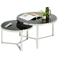 Couchtisch in Schwarz - Edelstahlfarben/Schwarz, Modern, Glas/Metall (80/60/80/60/46/38cm) - Mömax