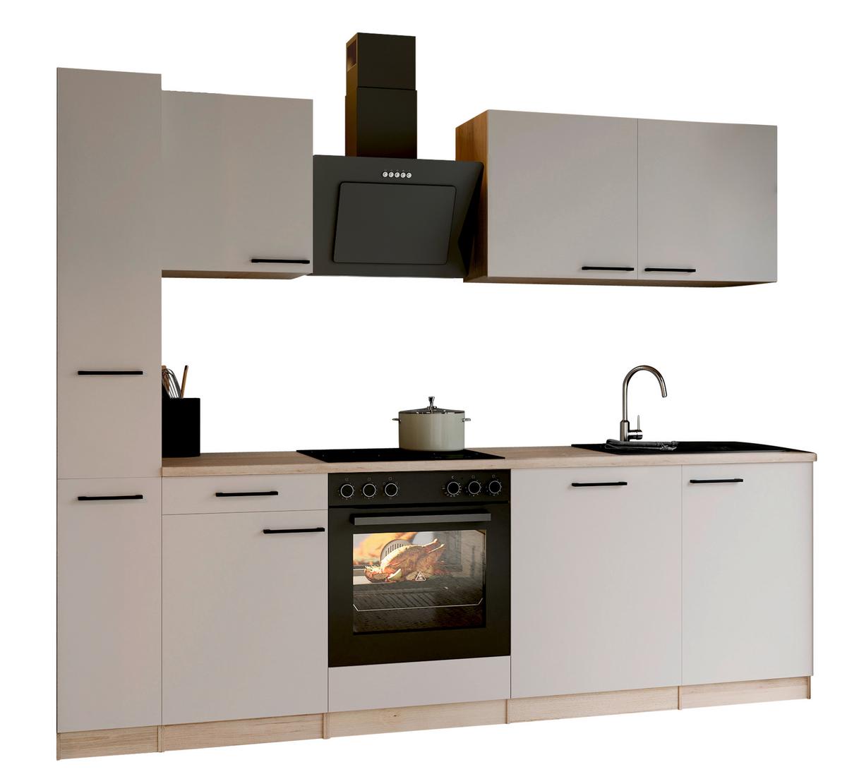 Küchenblock Merle m. Geräten Kaschmir - Kaschmir/Eichefarben, Trend, Holzwerkstoff/Metall (250cm) - Respekta