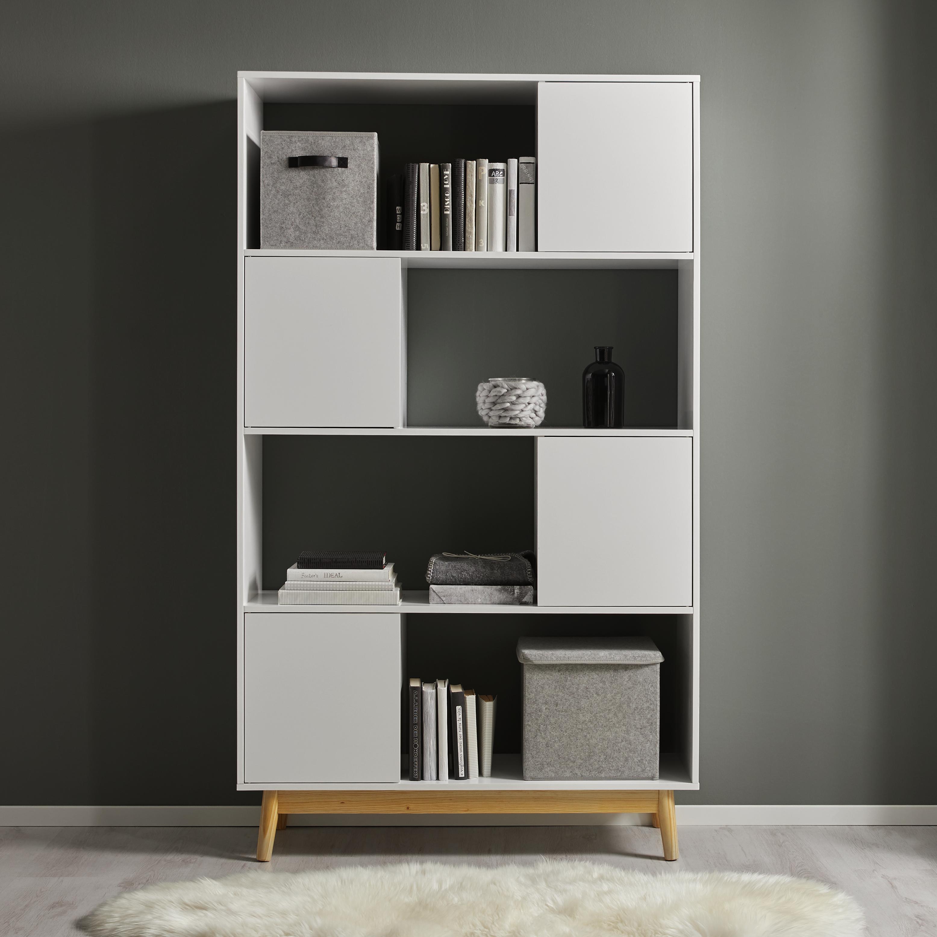 Regal in Weiß/Kieferfarben 'Basic' - Weiß/Kieferfarben, MODERN, Holz (110/185/38cm) - Bessagi Home