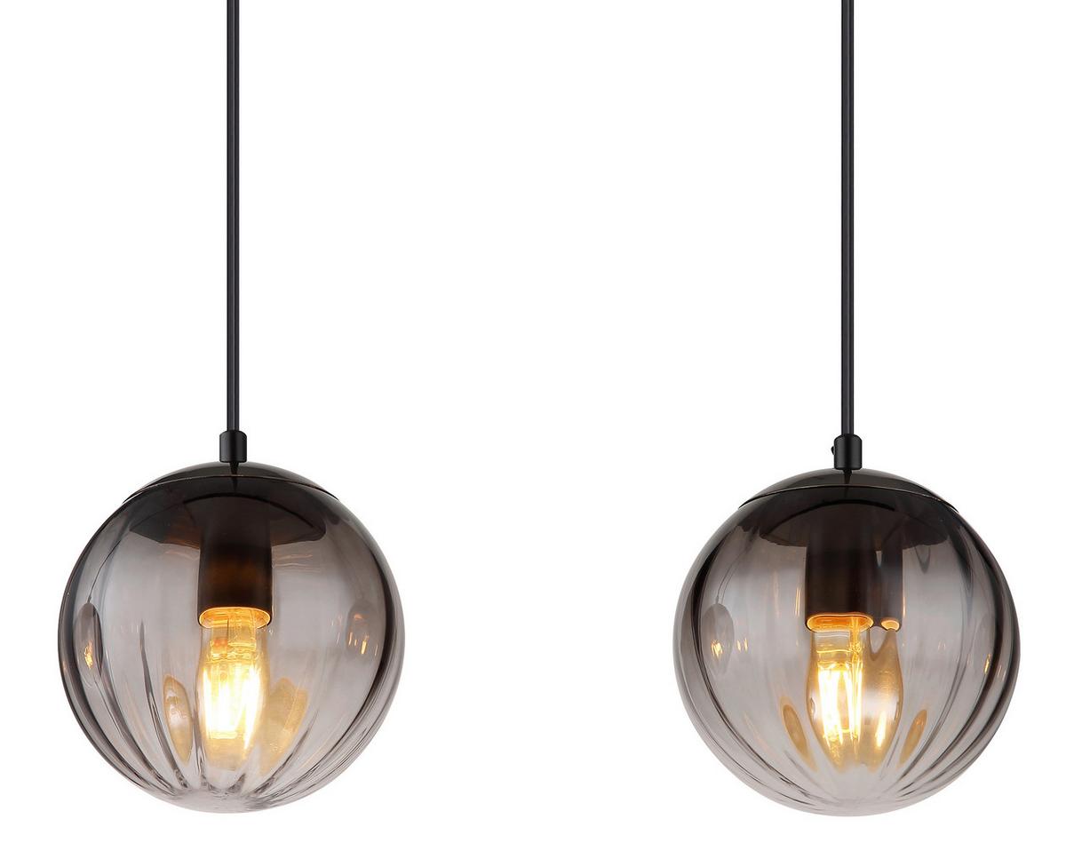 Hängeleuchte Dallerta Rauchfarben max. 60 Watt - Klar/Schwarz, Design, Glas/Kunststoff (104,5/17/120cm) - Globo