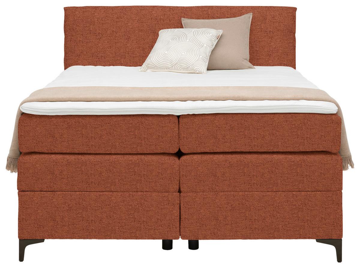 Boxspringbett Bari Terracotta Ca. 140x200cm - Terracotta/Schwarz, Konventionell, Textil/Metall (140/200cm) - Mömax