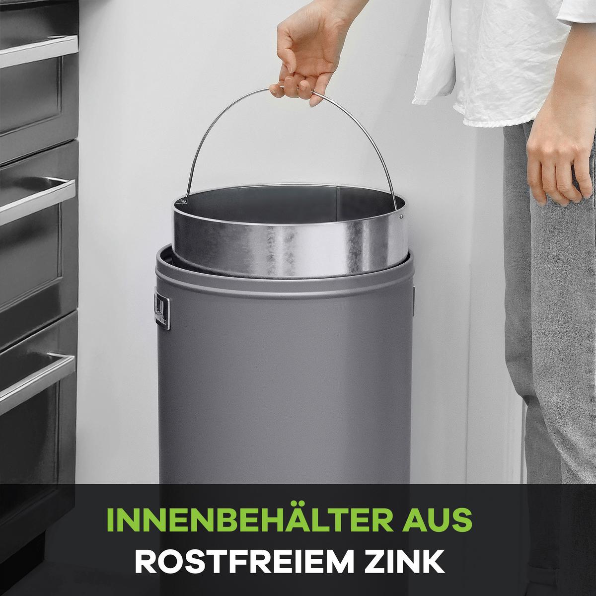 KOSZ NA ODPADY PREMIUM TOSS - szary, Konventionell, metal (34/74cm) - P & B