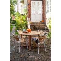 Gartenstuhl Ellen Metall/Teakholz - Weiß Hochglanz/Teakfarben, KONVENTIONELL, Holz/Metall (58,5/78/56,5cm) - Gardenson