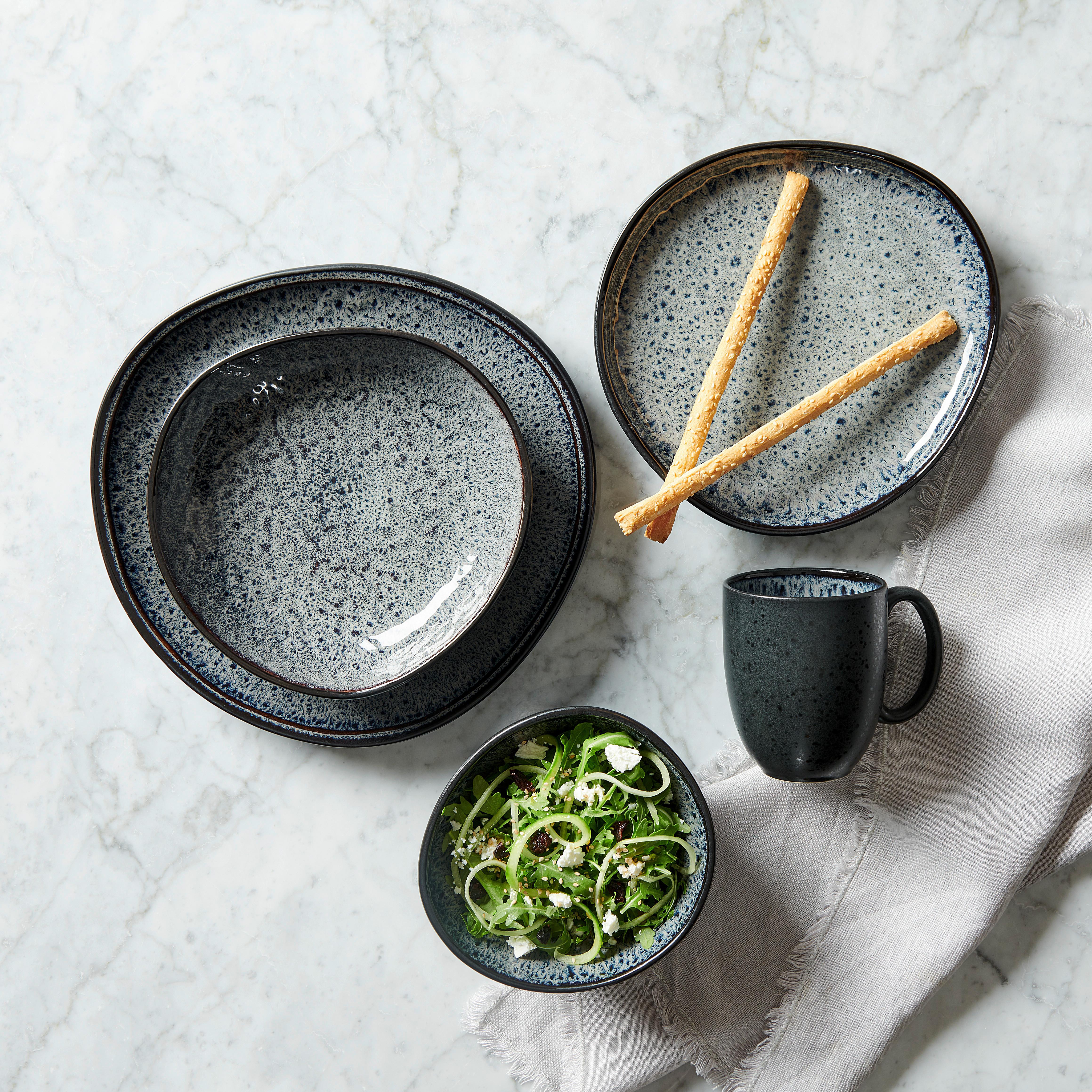 SERWIS OBIADOWO-ŚNIADANIOWY 13000 SØREN GREY - szary, Trend, ceramika - Novel