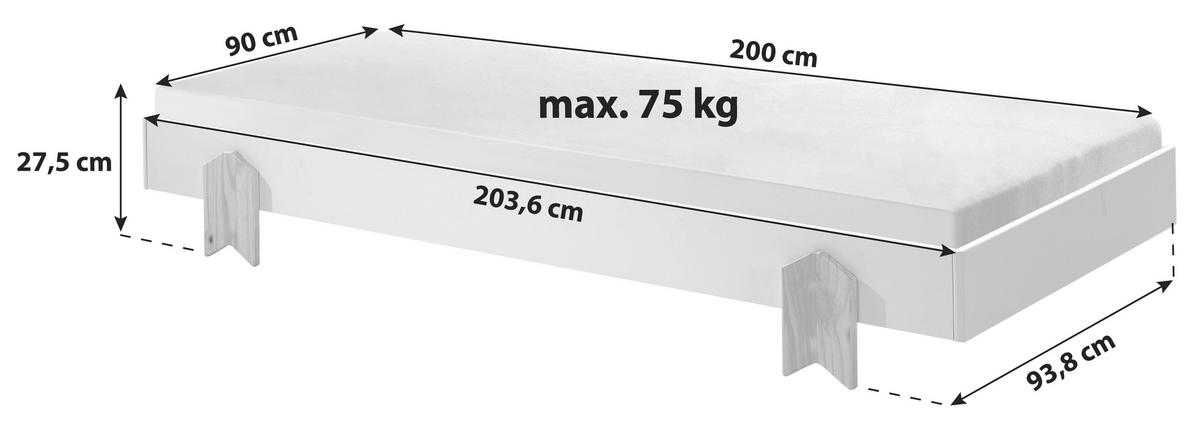 Kinder-/Juniorbett Modulo ca. 90x200 cm Grau - Grau/Kieferfarben, MODERN, Holz/Holzwerkstoff (90/200cm) - MID.YOU