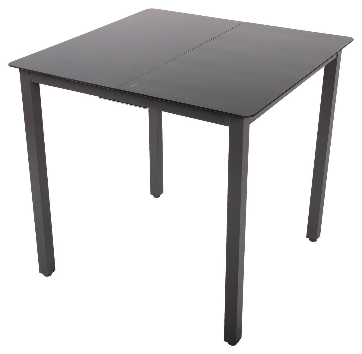 Gartentisch ca. 80x73x80 cm Schwarz - Schwarz, Basics, Glas/Metall (80/73/80cm) - MID.YOU