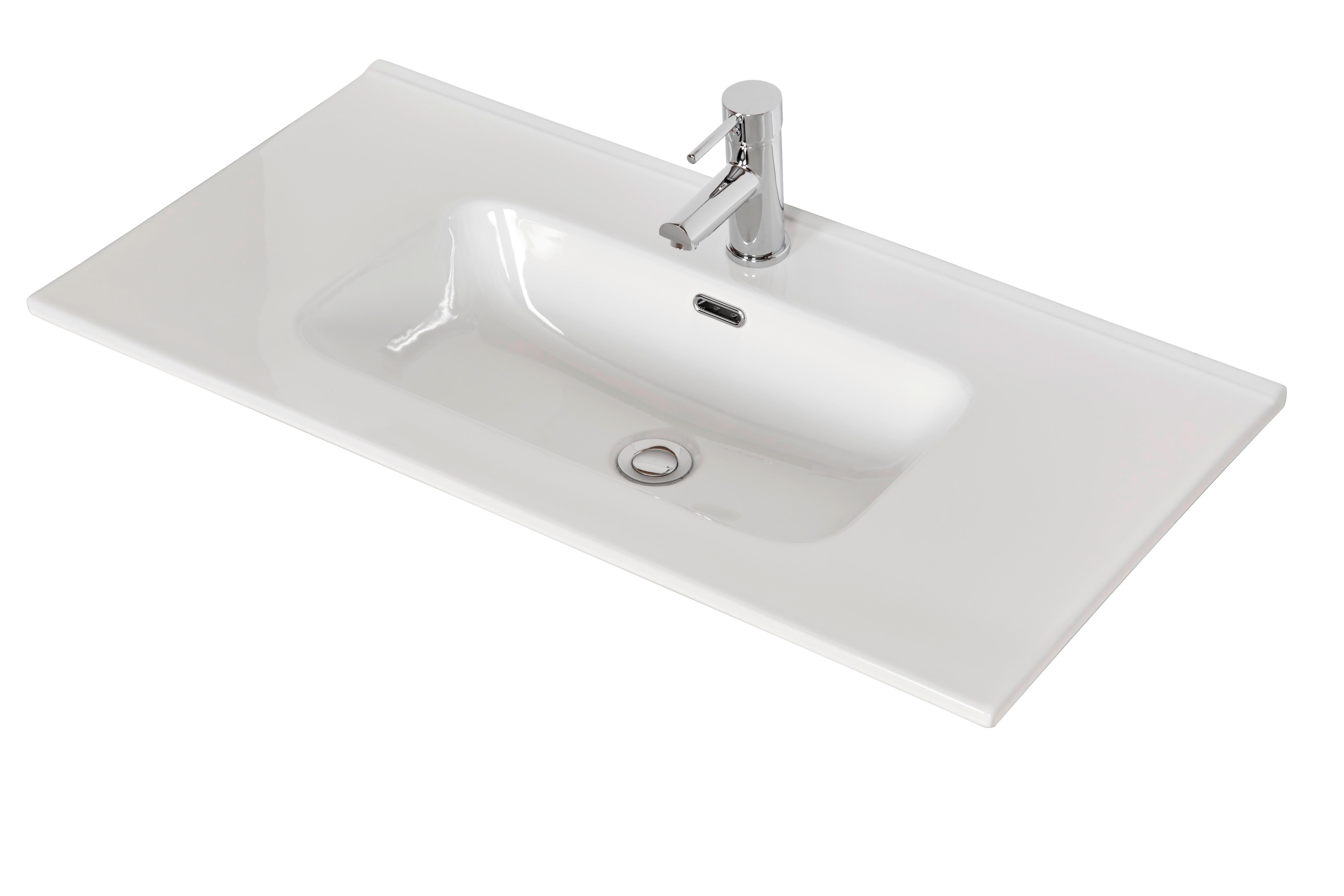 Umivalnik Denia - bela, Konvencionalno, keramika (90/18/46cm) - Mömax