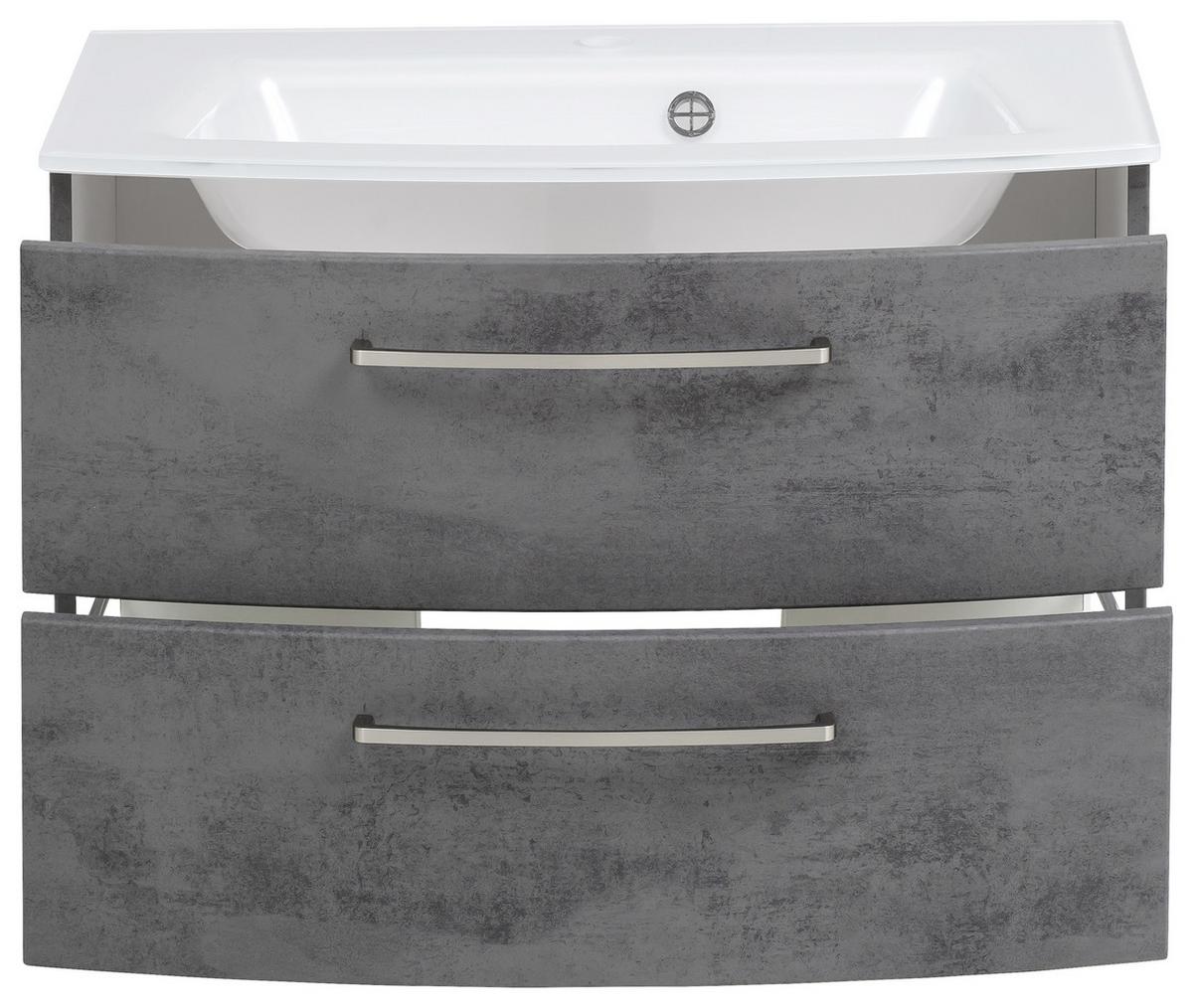 Badmöbel-Set 3-tlg inkl. LED Stockholm 80cm Weiß - Weiß/Grau, KONVENTIONELL, Holzwerkstoff (80cm) - Held
