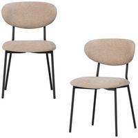 Stuhl-Set Kjeld 2er-Set Naturfarben - Schwarz/Naturfarben, MODERN, Textil/Metall (47/79/53cm) - Livetastic