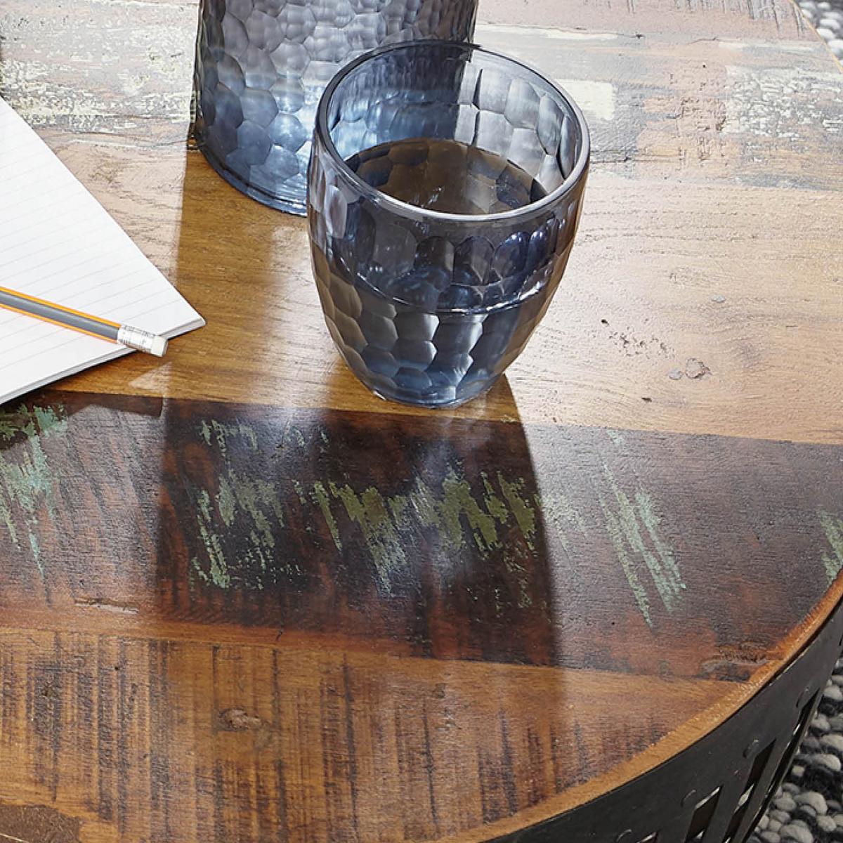 Couchtisch Nisha ca. 70x70 cm,aus Recyclingholz - Schwarz/Braun, Design, Holz/Metall (70/70/33cm) - MID.YOU