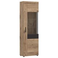 Vitrina Grano, Barva Hrasta, Temno Siva - temno siva/barve hrasta, Trend, umetna masa/steklo (58/195/37,4cm)