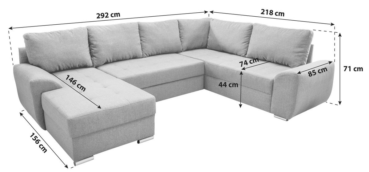 DUŻY NAROŻNIK MADRID R - czarny/kolor aluminiowy, Konventionell, metal/tkanina (156/292/218cm) - Livetastic
