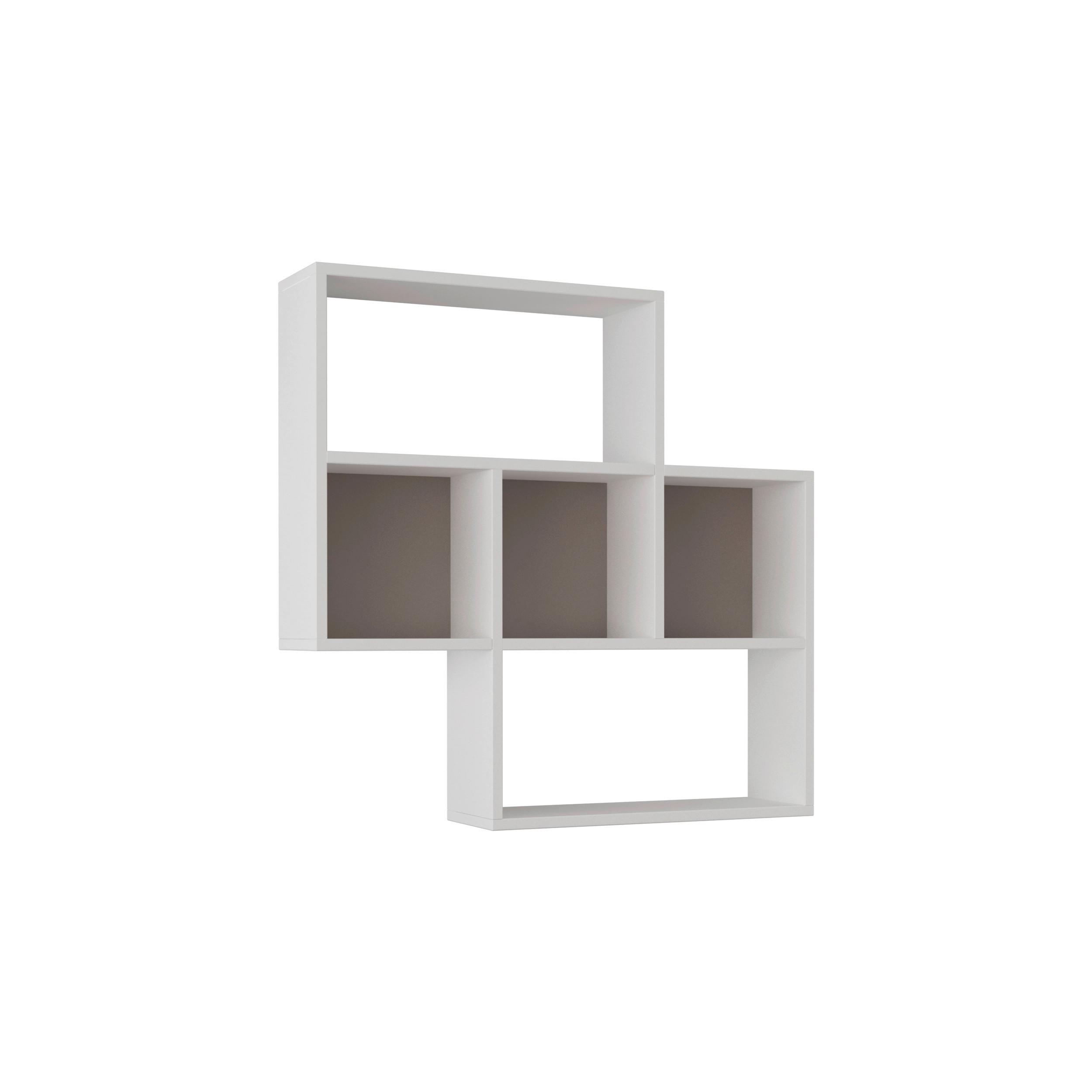 WANDREGAL MAYBE SHELF - Weiss/Mokka, Design, Holzwerkstoff (85/85/20cm) - Livetastic