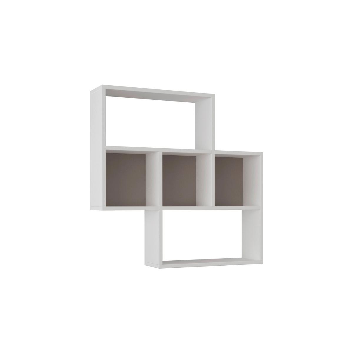 WANDREGAL MAYBE SHELF - Weiss/Mokka, Design, Holzwerkstoff (85/85/20cm) - Livetastic