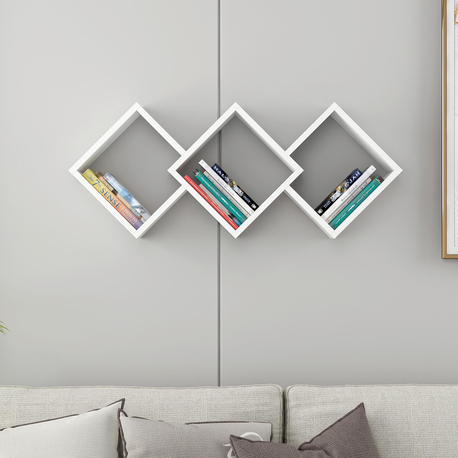 WANDREGAL GALAXY WANDREGAL - Weiss, Design, Holzwerkstoff (102/42/20cm) - Livetastic