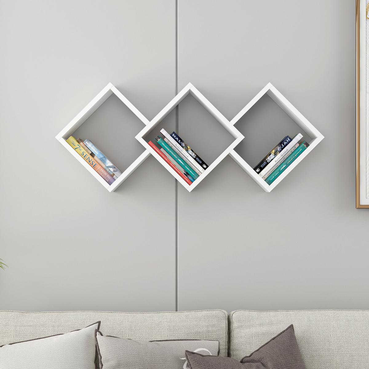 WANDREGAL GALAXY WANDREGAL - Weiss, Design, Holzwerkstoff (102/42/20cm) - Livetastic