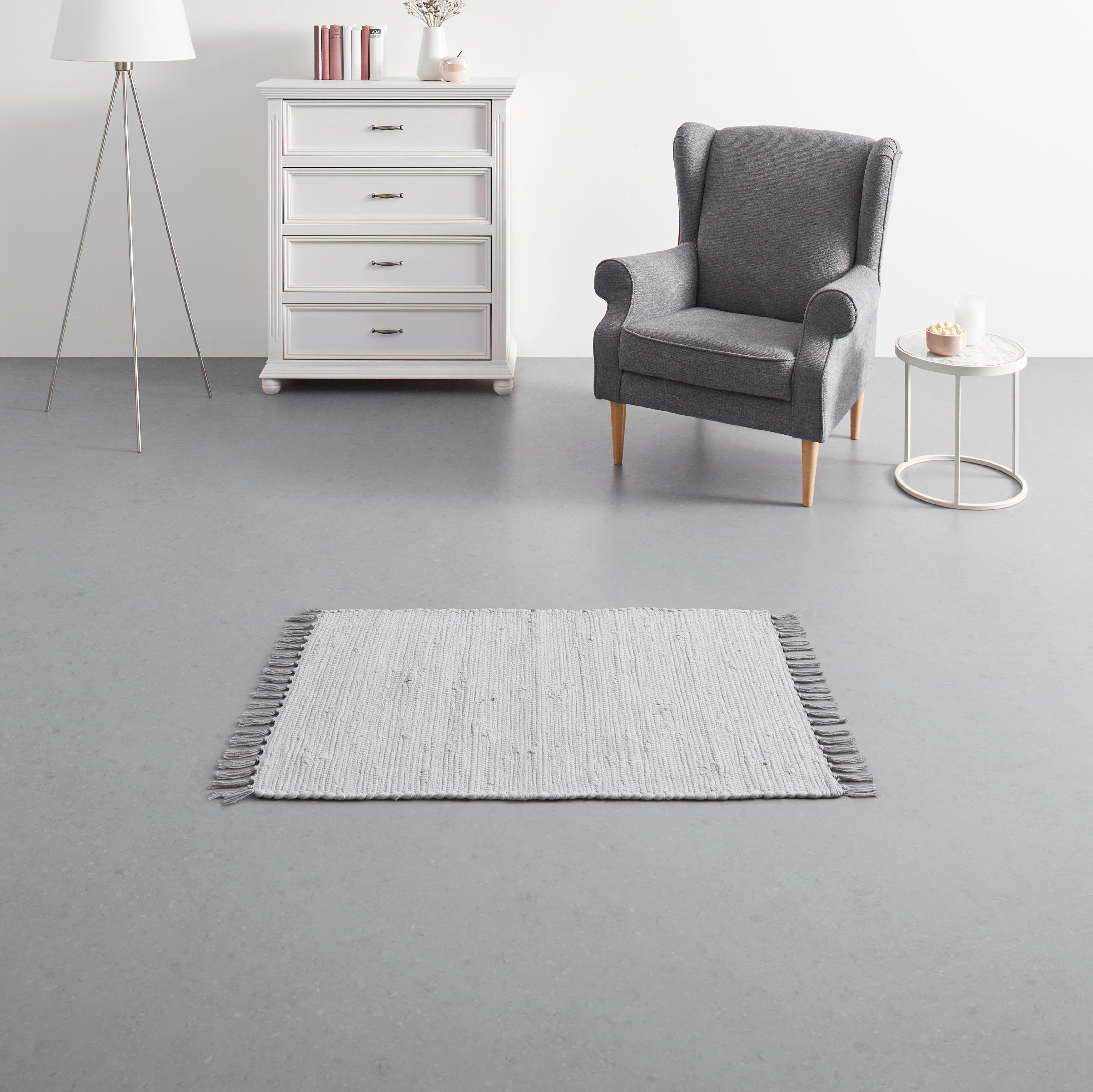 Fleckerlteppich Julia 2 in Silber/Grau ca. 70x130cm - Silberfarben/Grau, ROMANTIK / LANDHAUS, Textil (70/130cm) - Modern Living