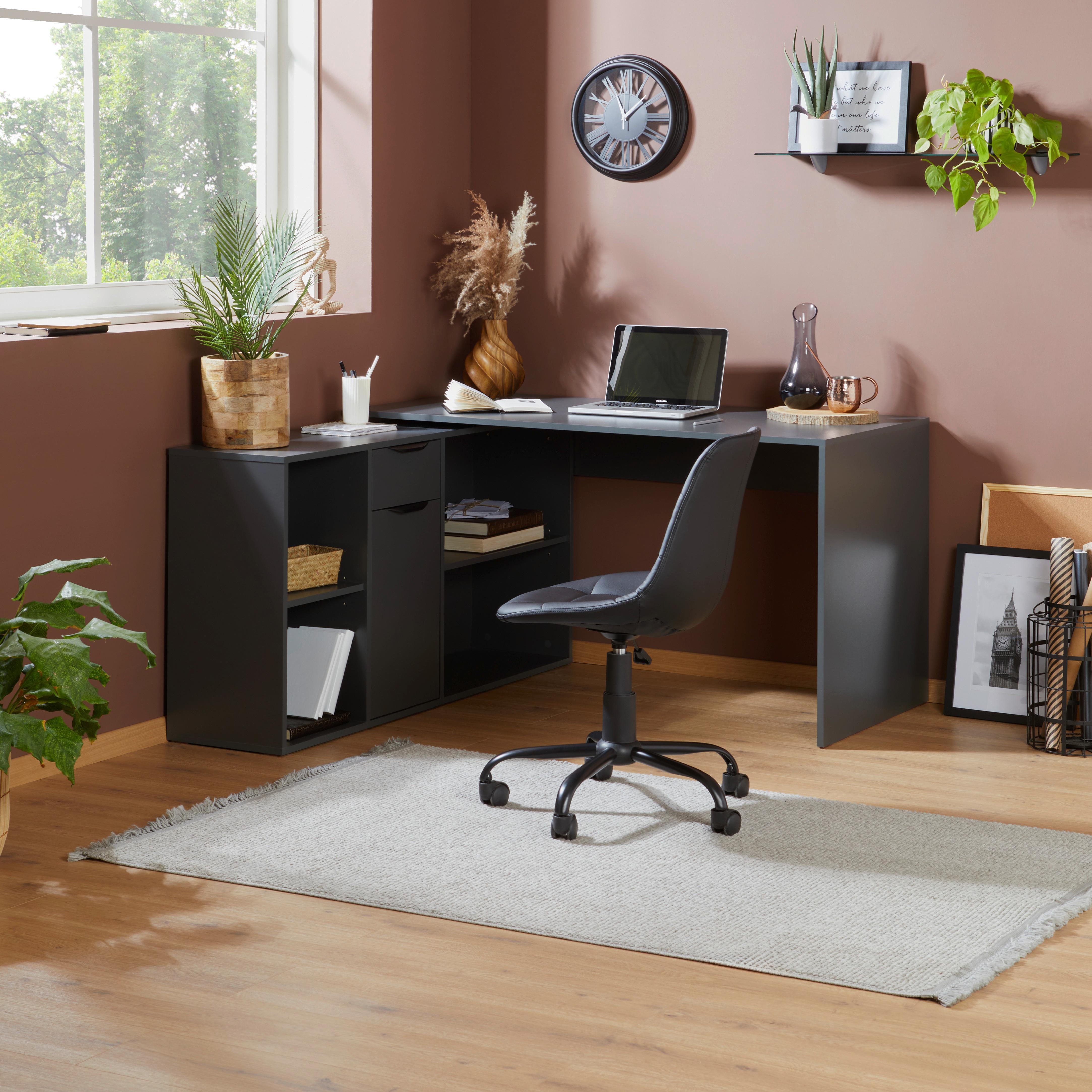 Masă de scris MX 195 - alb/antracit, Modern, material pe bază de lemn (136,8/74,2/135cm) - Modern Living