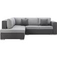 Wohnlandschaft Grau mit Bettfunktion - Dunkelgrau/Silberfarben, KONVENTIONELL, Holz/Textil (264/203cm) - MÖMAX modern living