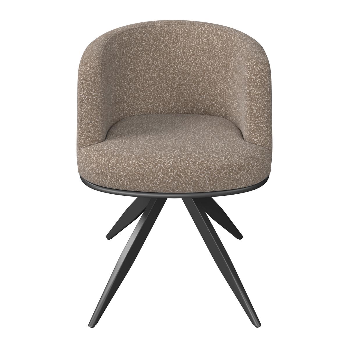 Armlehnstuhl Nela Braun Bouclé Drehbar Gepolstert - Schwarz/Braun, MODERN, Holz/Textil (62/77/62cm) - Bessagi Home