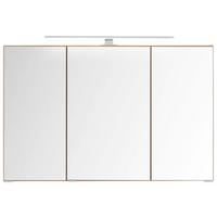 Spiegelschrank Florida Eichefarben mit LED - Chromfarben/Eichefarben, MODERN, Glas/Holzwerkstoff (100/64/20cm) - Premium Living