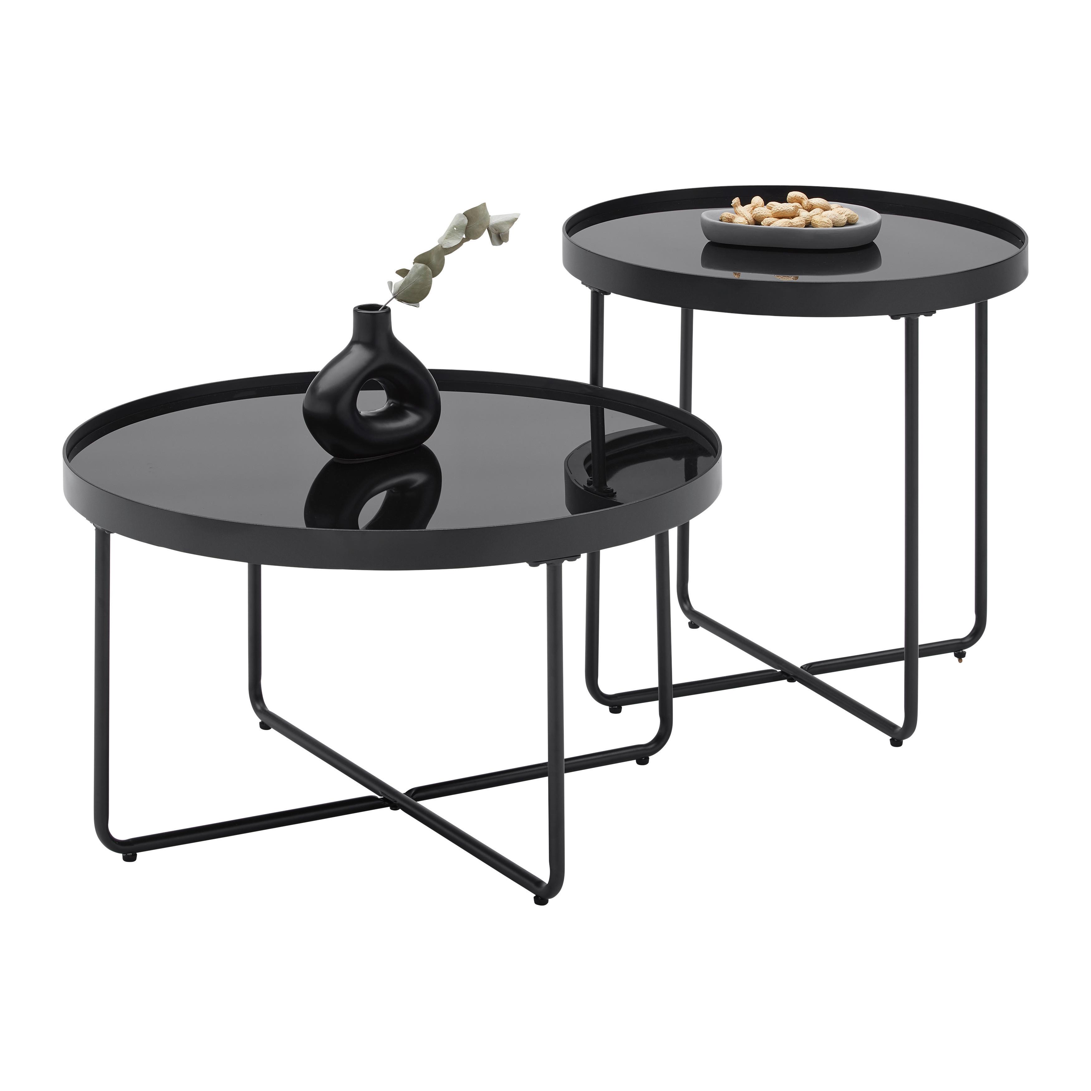 SOFFBORD EMMY - svart, Modern, metall/glas (70/55/40/55cm) - Mömax