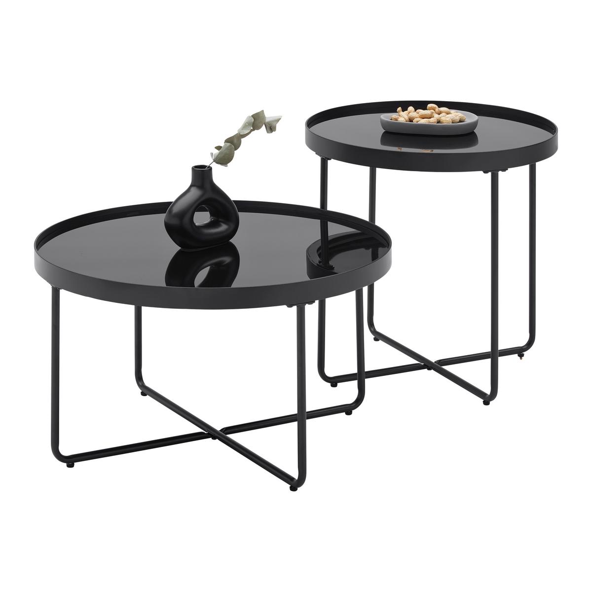 Couchtisch Emmy Schwarz - Schwarz, MODERN, Glas/Metall (70/55/70/55/40/55cm) - Mömax