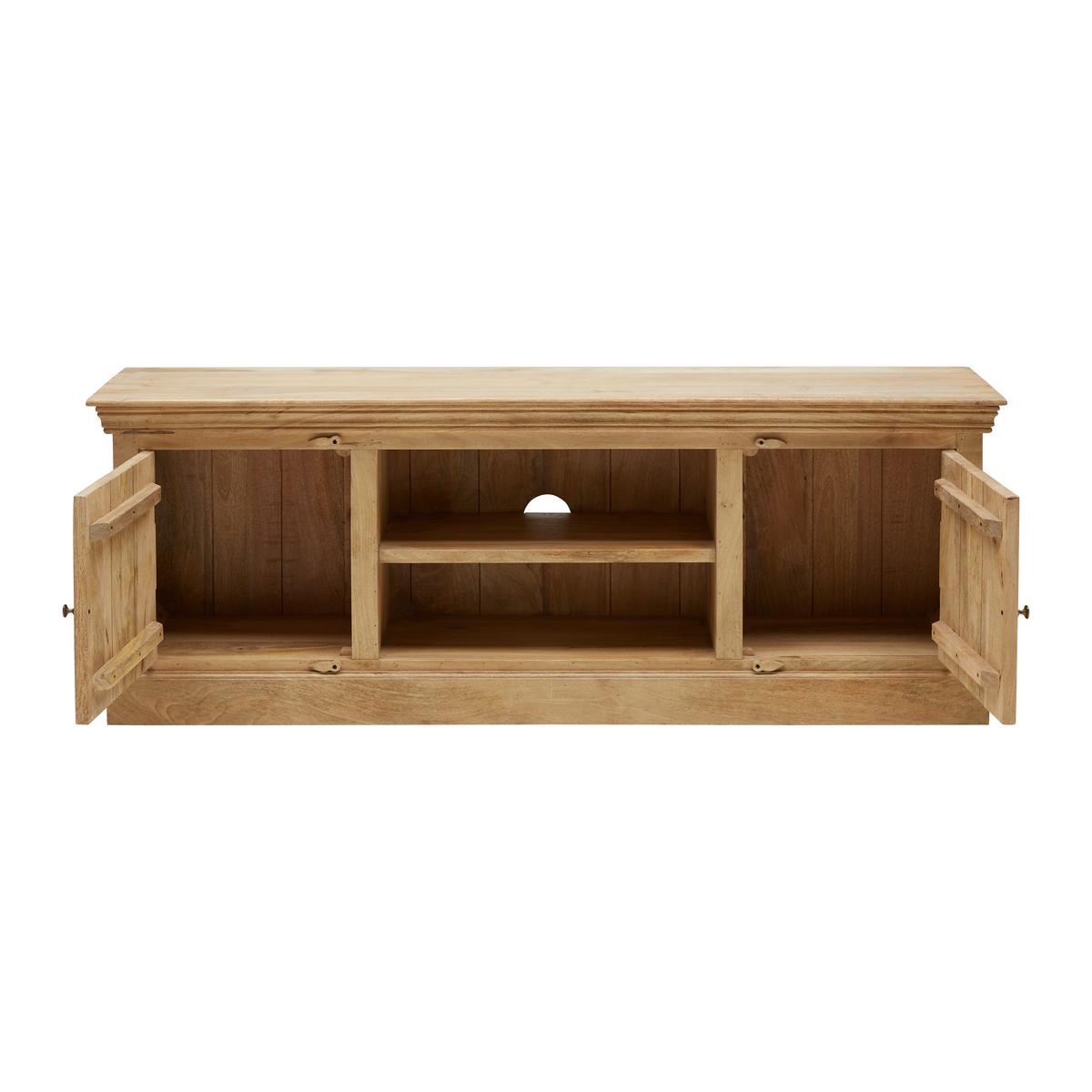 Lowboard Amila Natur/Gold aus Mangoholz, Messing Dekor - Goldfarben/Naturfarben, LIFESTYLE, Holz/Metall (180/65/40cm) - Premium Living
