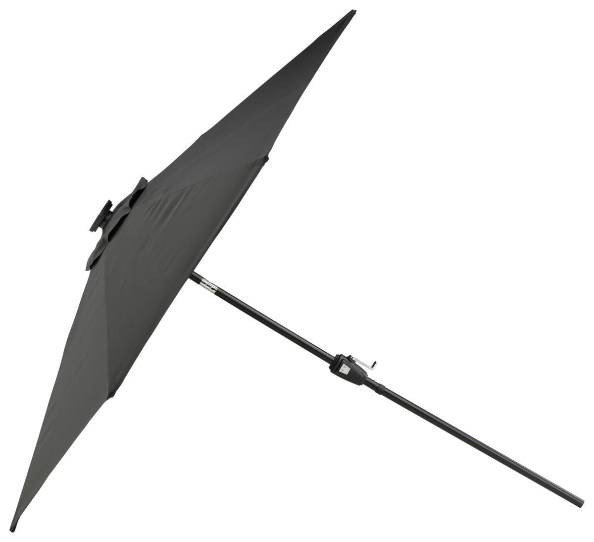 Sonnenschirm Sabal m. LED ca. 270x241 cm Schwarz Solar - Schwarz, KONVENTIONELL (270/241/270cm) - Gardenson
