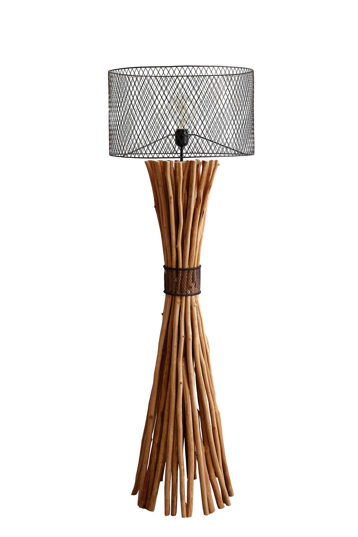 Stoječa Svetilka Driftwood - črna/naravne barve, Design, kovina/les (35/149/35cm) - P & B