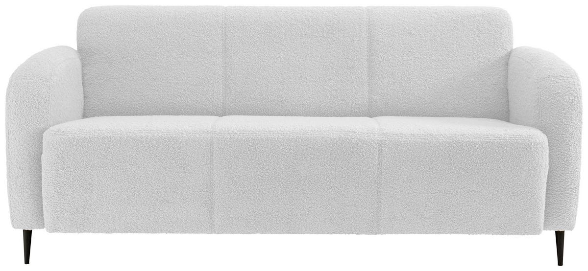 Sitzgarnitur Marone Weiß Teddystoff - Schwarz/Weiß, MODERN, Textil/Metall (180/76/90cm) - Livetastic