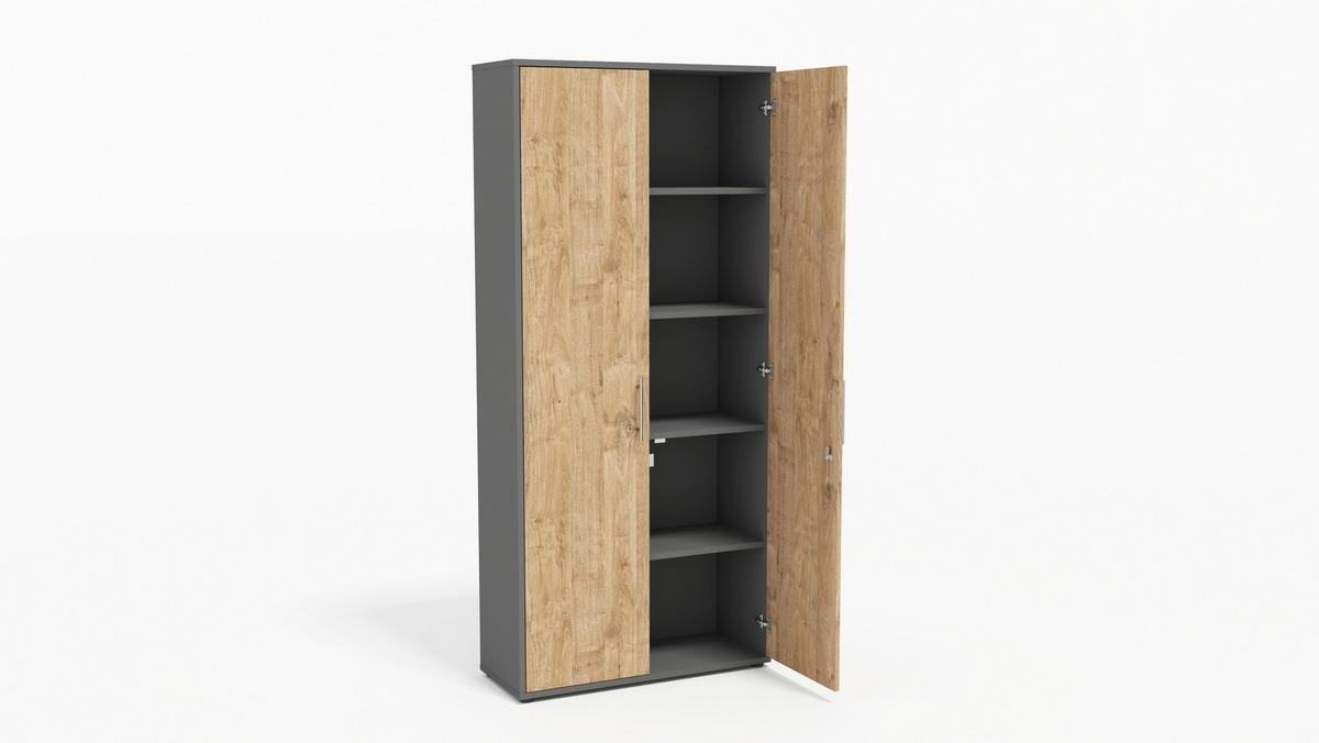 AKTENSCHRANK OFFICE EDITION - SW SET 4 - Eichefarben/Anthrazit, MODERN, Holzwerkstoff (128,5/185,6/33cm) - MID.YOU
